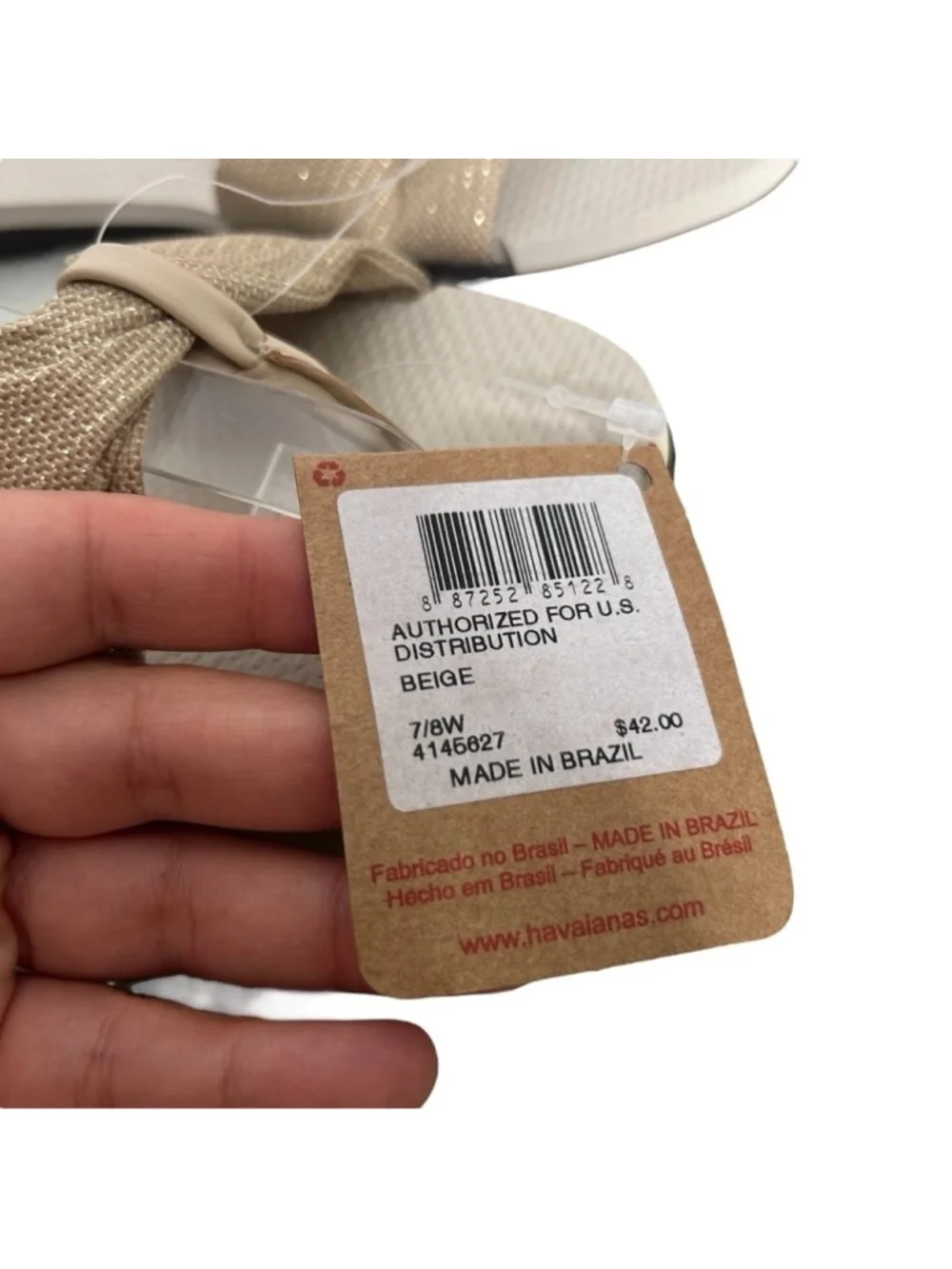 Havaianas You St. Tropez Metallic Shine Sandals Flip Flops Beige Women's 7/8